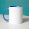 blaue tasse 100x100 - "Ich bin glücklich und erfüllt" - Tasse