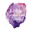 Schöner Glaubenssatz "Ich lebe Frieden und Freude" auf einer Farbkomposition aus Lila, Pink und Orange