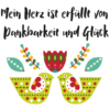 Affirmation „Mein Herz ist erfüllt von Dankbarkeit und Glück“ mit Vögeln und Blumen